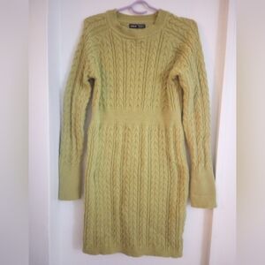 Green Cable Knit Long Sleeve Sweater Dress Size Medium